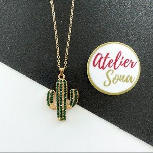 Crystal Encrusted Cactus Necklace